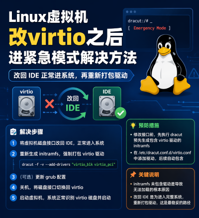 Linux虚拟机改virtio之后进紧急模式解决方法